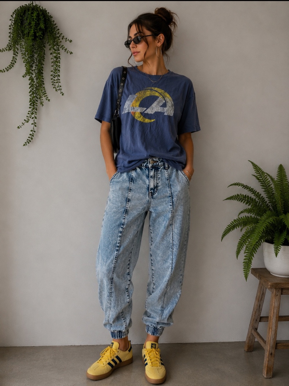 47 Navy Tee with Yellow and White Rams Logo